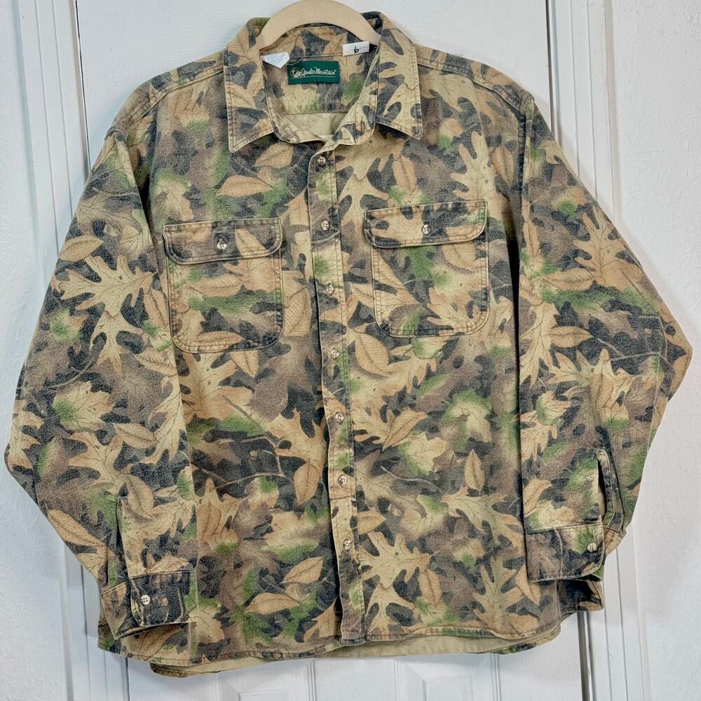 Vintage USA Gander Mountain Chamois Camo Shirt 5X Big Heavy Fall